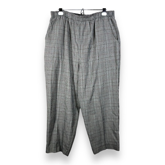 XL VINTAGE BRIGGS PLAID HOUNDSTOOTH PANTS PULL ON STYLE ELASTIC WAISTBAND - Picture 1 of 8